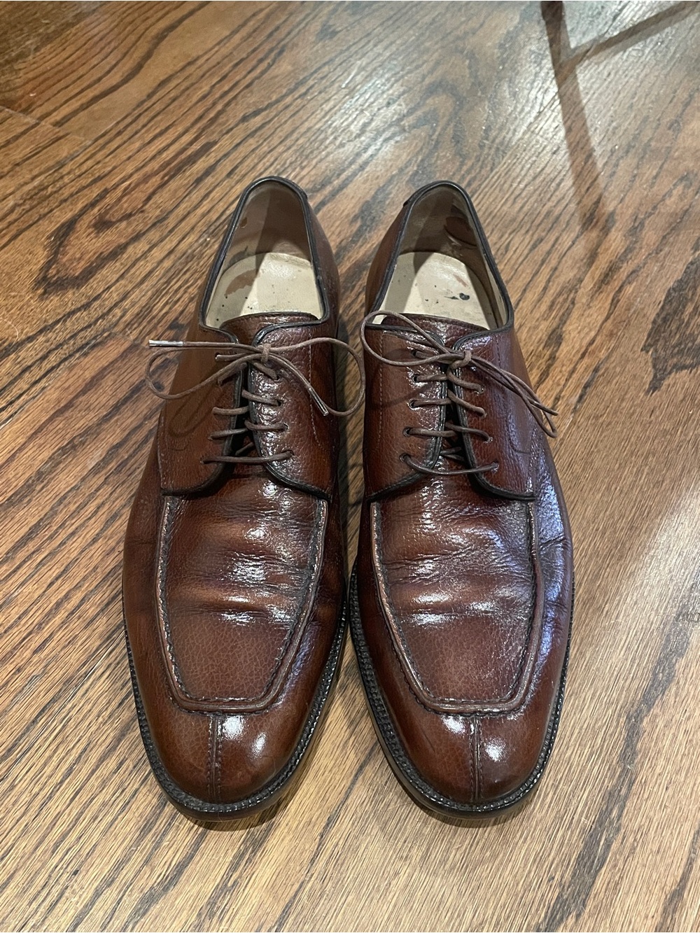 Salvatore Ferragamo Men's Brown Leather Lace-Up Derbys